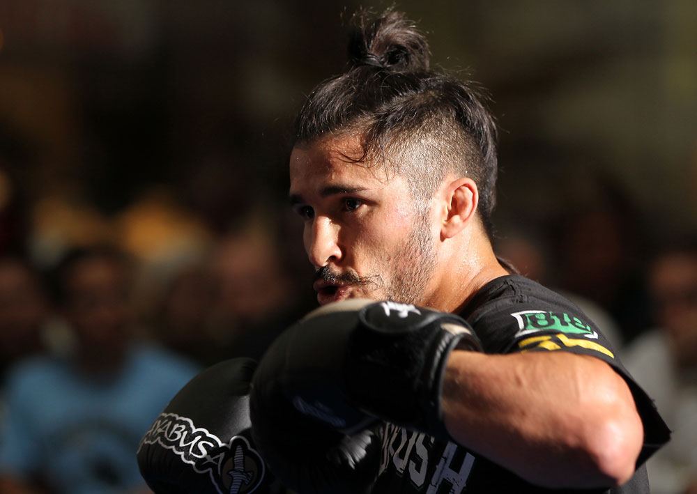 SUNRISE, FL - JUNE 06:   Ian McCall works out for fans and media during the UFC open workouts at Sawgrass Mills Mall on June 6, 2012 in Sunrise, Florida.  (Photo by Josh Hedges/Zuffa LLC/Zuffa LLC via Getty Images)