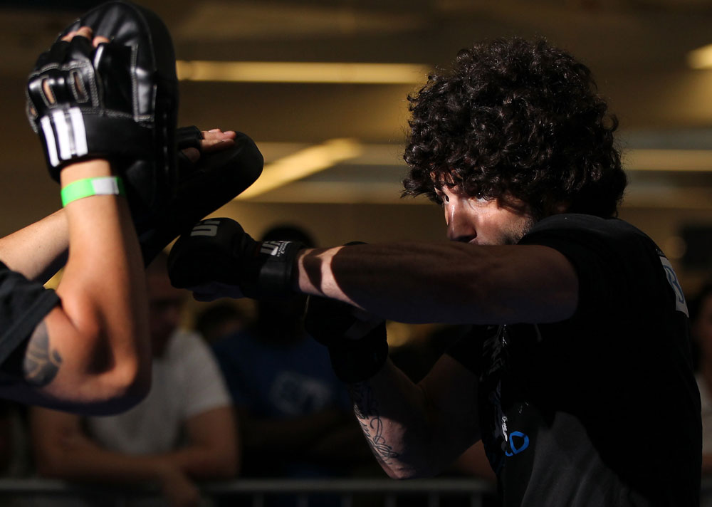 SUNRISE, FL - JUNE 06:   Charlie Brenneman works out for fans and media during the UFC open workouts at Sawgrass Mills Mall on June 6, 2012 in Sunrise, Florida.  (Photo by Josh Hedges/Zuffa LLC/Zuffa LLC via Getty Images)