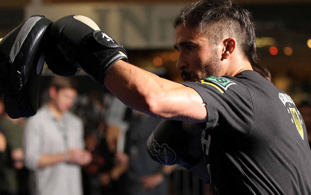 SUNRISE, FL - JUNE 06:   Ian McCall works out for fans and media during the UFC open workouts at Sawgrass Mills Mall on June 6, 2012 in Sunrise, Florida.  (Photo by Josh Hedges/Zuffa LLC/Zuffa LLC via Getty Images)