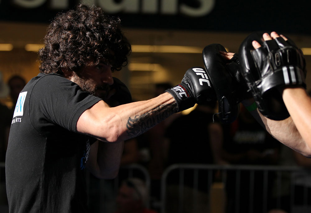 SUNRISE, FL - JUNE 06:   Charlie Brenneman works out for fans and media during the UFC open workouts at Sawgrass Mills Mall on June 6, 2012 in Sunrise, Florida.  (Photo by Josh Hedges/Zuffa LLC/Zuffa LLC via Getty Images)