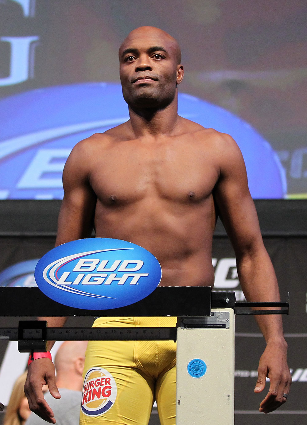 LAS VEGAS, NV - JULY 6: Anderson Silva makes weight during the UFC 148 Weigh In at the Mandalay Bay Events Center on July 6, 2012 in Las Vegas, Nevada. (Photo by Josh Hedges/Zuffa LLC/Zuffa LLC via Getty Images)