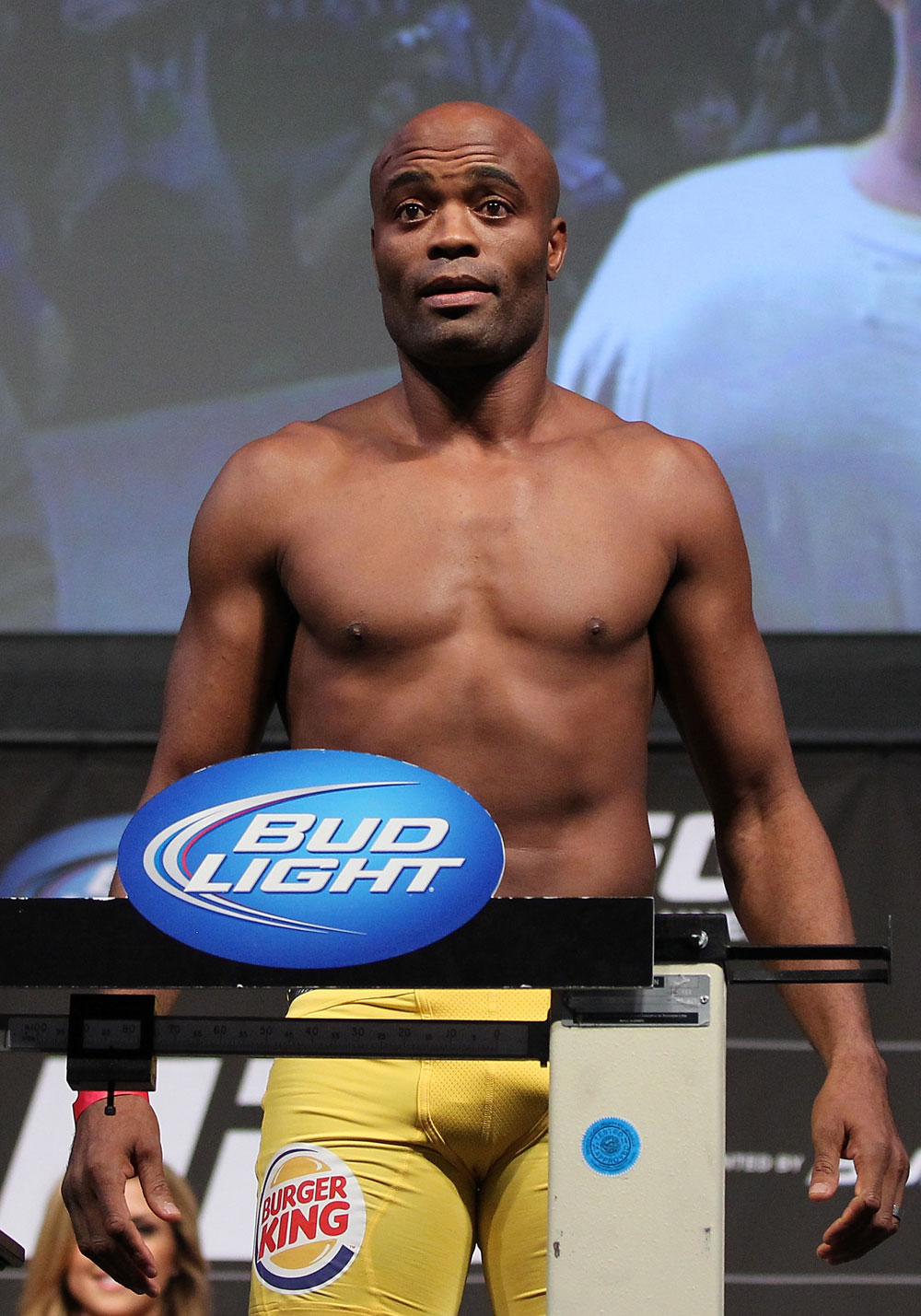 LAS VEGAS, NV - JULY 6: Anderson Silva makes weight during the UFC 148 Weigh In at the Mandalay Bay Events Center on July 6, 2012 in Las Vegas, Nevada. (Photo by Josh Hedges/Zuffa LLC/Zuffa LLC via Getty Images)