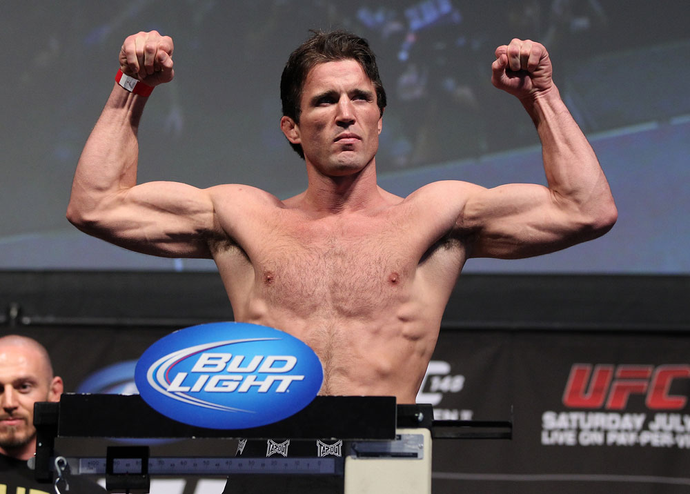 LAS VEGAS, NV - JULY 6: Chael Sonnen makes weight during the UFC 148 Weigh In at the Mandalay Bay Events Center on July 6, 2012 in Las Vegas, Nevada. (Photo by Josh Hedges/Zuffa LLC/Zuffa LLC via Getty Images)