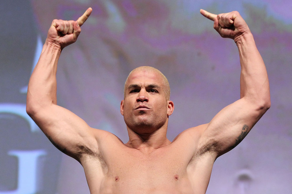 LAS VEGAS, NV - JULY 6: Tito Ortiz makes weight during the UFC 148 Weigh In at the Mandalay Bay Events Center on July 6, 2012 in Las Vegas, Nevada. (Photo by Josh Hedges/Zuffa LLC/Zuffa LLC via Getty Images)