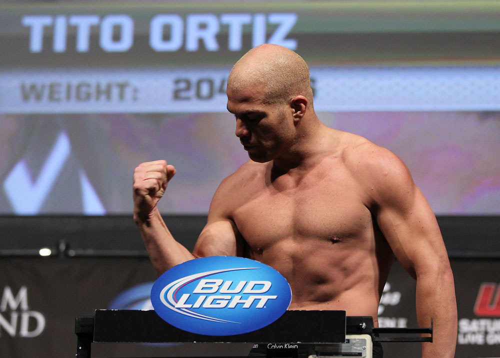 LAS VEGAS, NV - JULY 6: Tito Ortiz makes weight during the UFC 148 Weigh In at the Mandalay Bay Events Center on July 6, 2012 in Las Vegas, Nevada. (Photo by Josh Hedges/Zuffa LLC/Zuffa LLC via Getty Images)