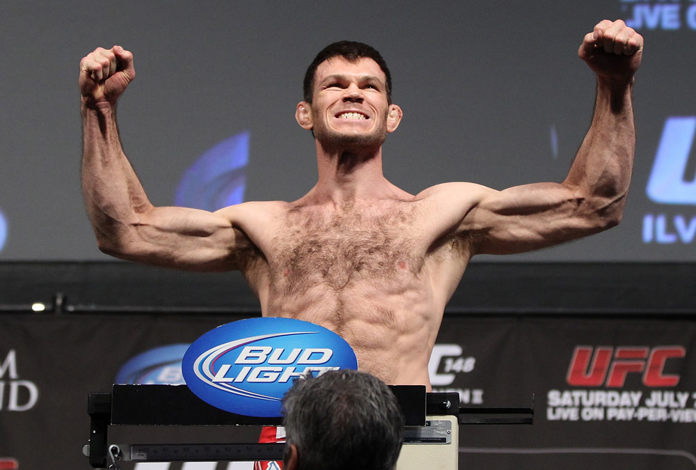 LAS VEGAS, NV - JULY 6: Forrest Griffin makes weight during the UFC 148 Weigh In at the Mandalay Bay Events Center on July 6, 2012 in Las Vegas, Nevada. (Photo by Josh Hedges/Zuffa LLC/Zuffa LLC via Getty Images)