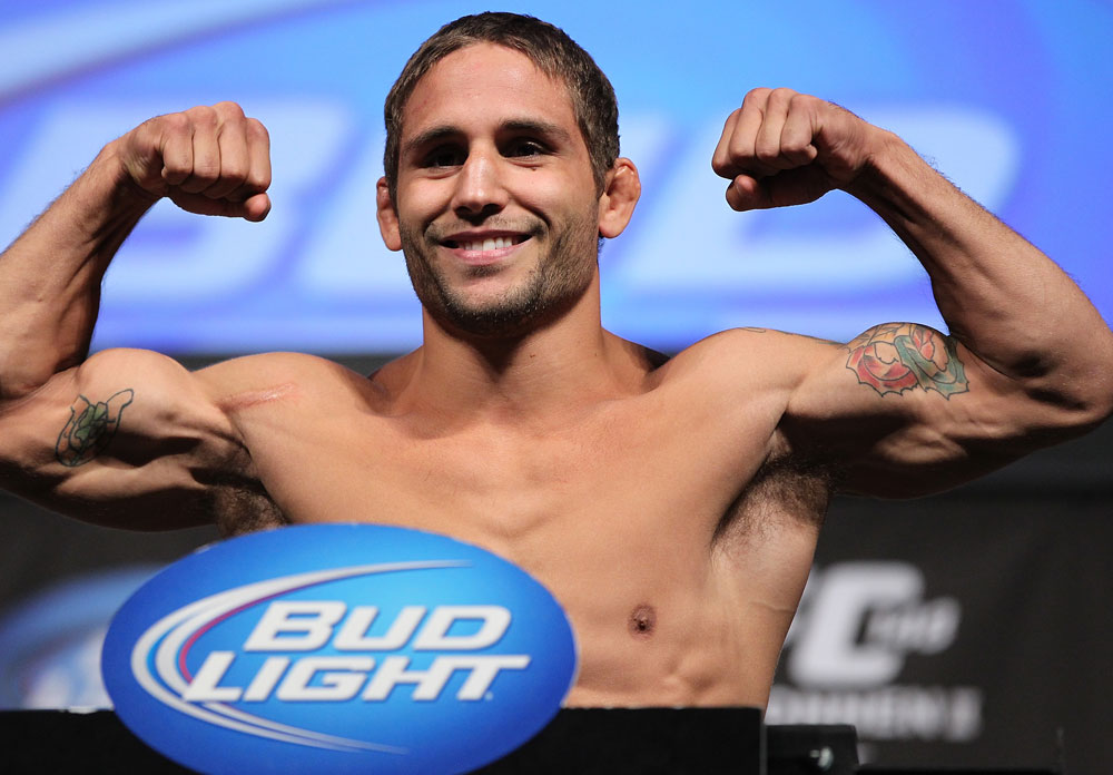 LAS VEGAS, NV - JULY 6: Chad Mendes makes weight during the UFC 148 Weigh In at the Mandalay Bay Events Center on July 6, 2012 in Las Vegas, Nevada. (Photo by Josh Hedges/Zuffa LLC/Zuffa LLC via Getty Images)