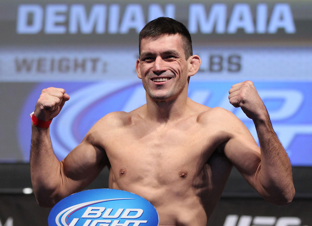 LAS VEGAS, NV - JULY 6: Demian Maia makes weight during the UFC 148 Weigh In at the Mandalay Bay Events Center on July 6, 2012 in Las Vegas, Nevada. (Photo by Josh Hedges/Zuffa LLC/Zuffa LLC via Getty Images)