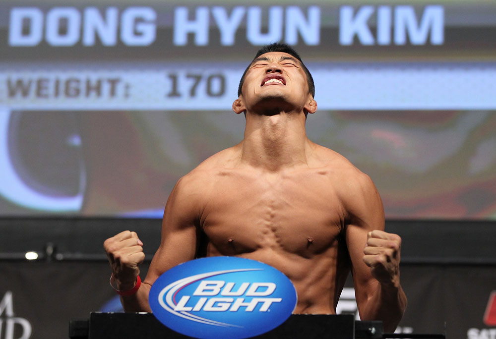 LAS VEGAS, NV - JULY 6: Dong Hyun Kim makes weight during the UFC 148 Weigh In at the Mandalay Bay Events Center on July 6, 2012 in Las Vegas, Nevada. (Photo by Josh Hedges/Zuffa LLC/Zuffa LLC via Getty Images)