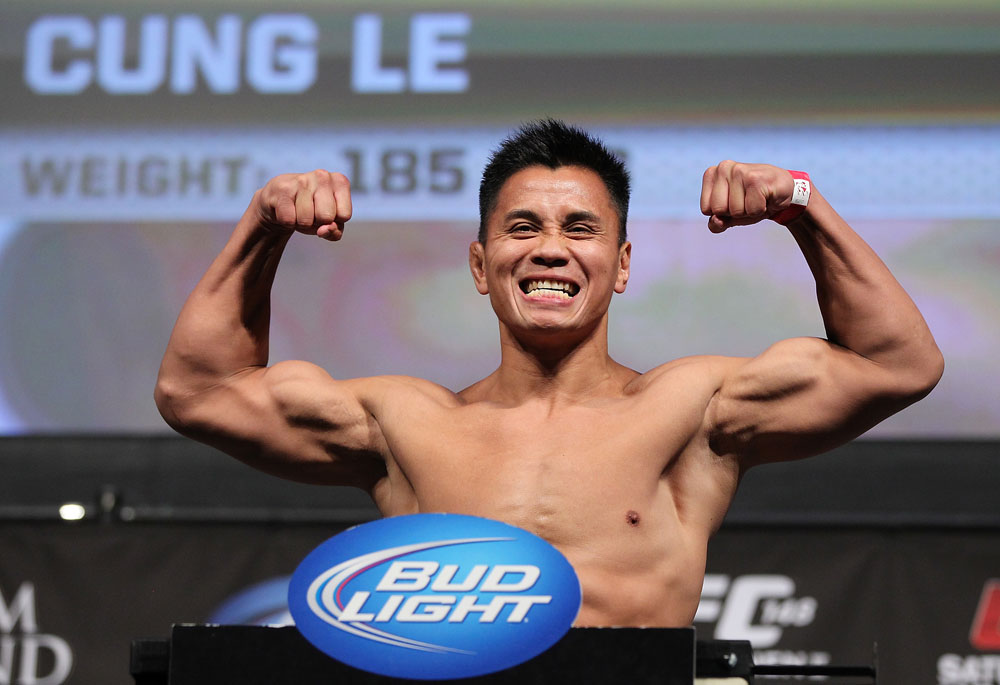 LAS VEGAS, NV - JULY 6: Cung Le makes weight during the UFC 148 Weigh In at the Mandalay Bay Events Center on July 6, 2012 in Las Vegas, Nevada. (Photo by Josh Hedges/Zuffa LLC/Zuffa LLC via Getty Images)