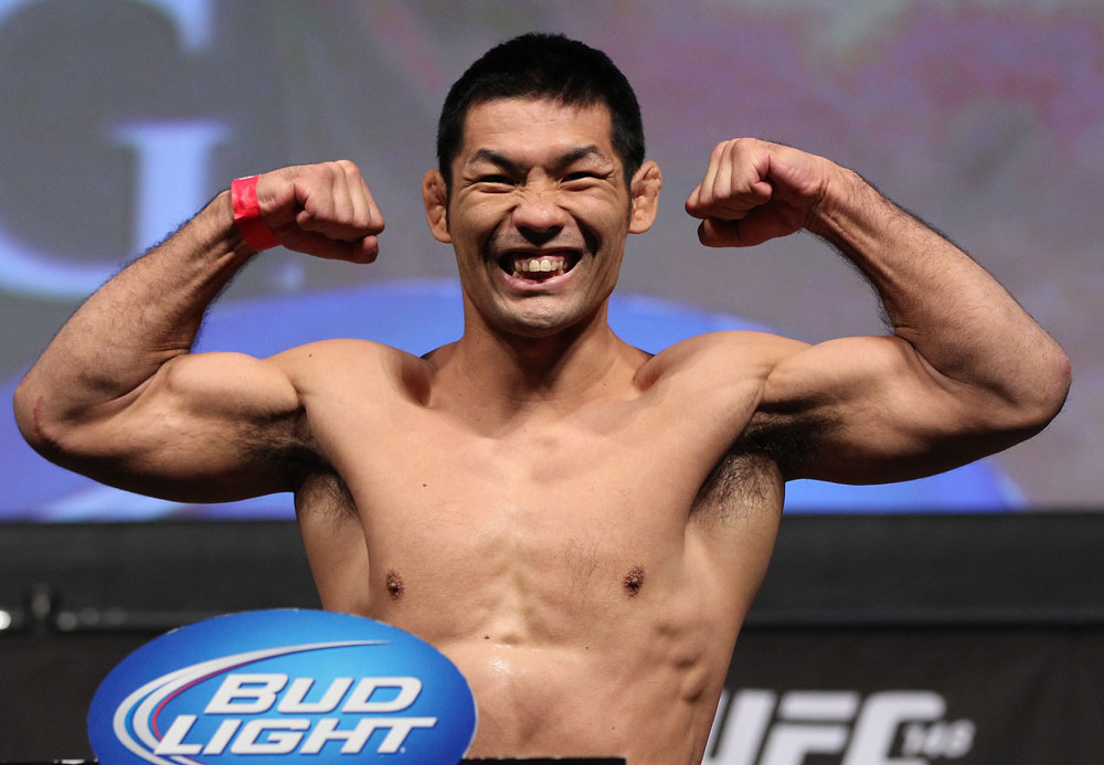 LAS VEGAS, NV - JULY 6: Riki Fukuda makes weight during the UFC 148 Weigh In at the Mandalay Bay Events Center on July 6, 2012 in Las Vegas, Nevada. (Photo by Josh Hedges/Zuffa LLC/Zuffa LLC via Getty Images)