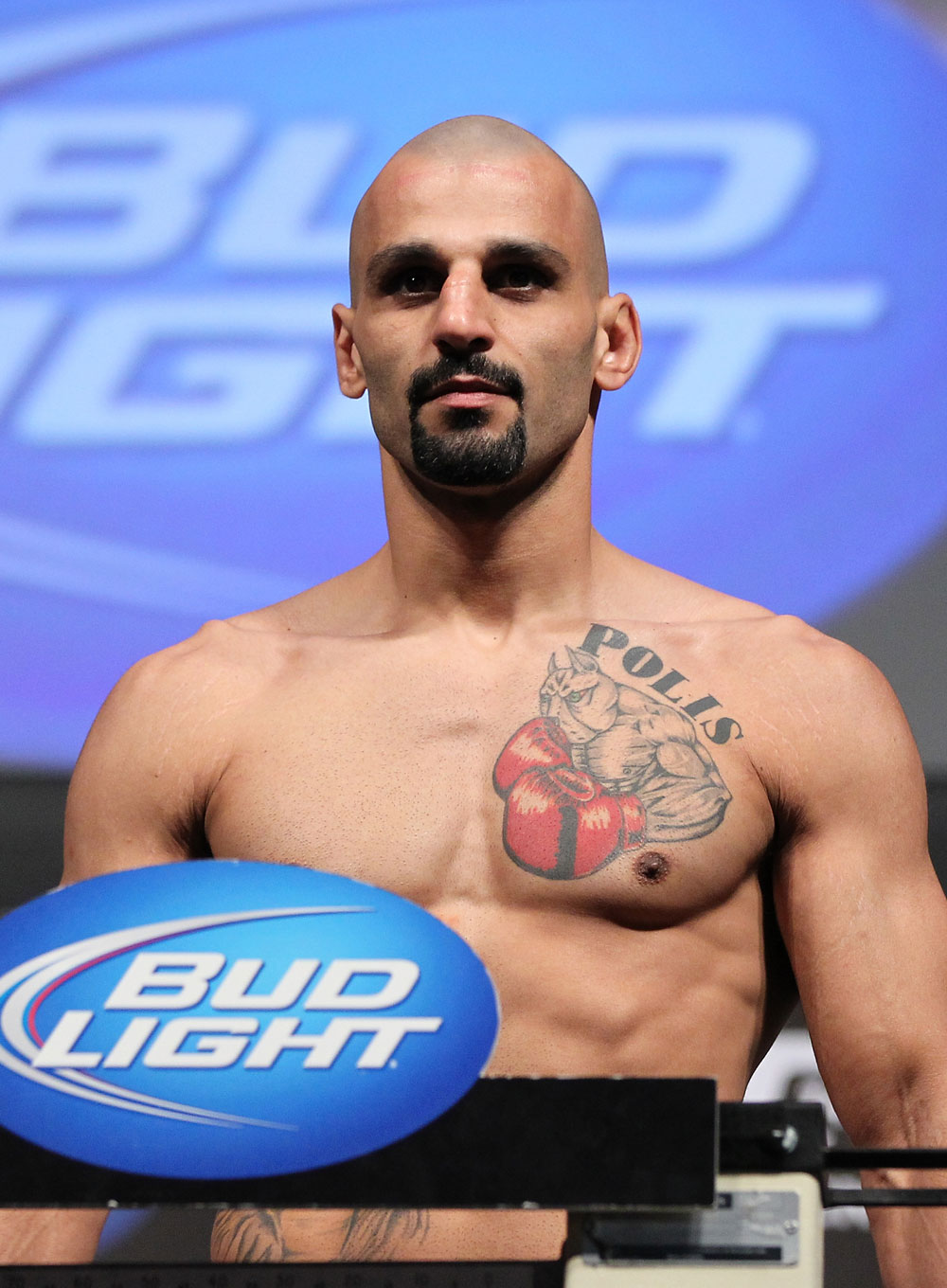 LAS VEGAS, NV - JULY 6: Constantinos Philippou makes weight during the UFC 148 Weigh In at the Mandalay Bay Events Center on July 6, 2012 in Las Vegas, Nevada. (Photo by Josh Hedges/Zuffa LLC/Zuffa LLC via Getty Images)