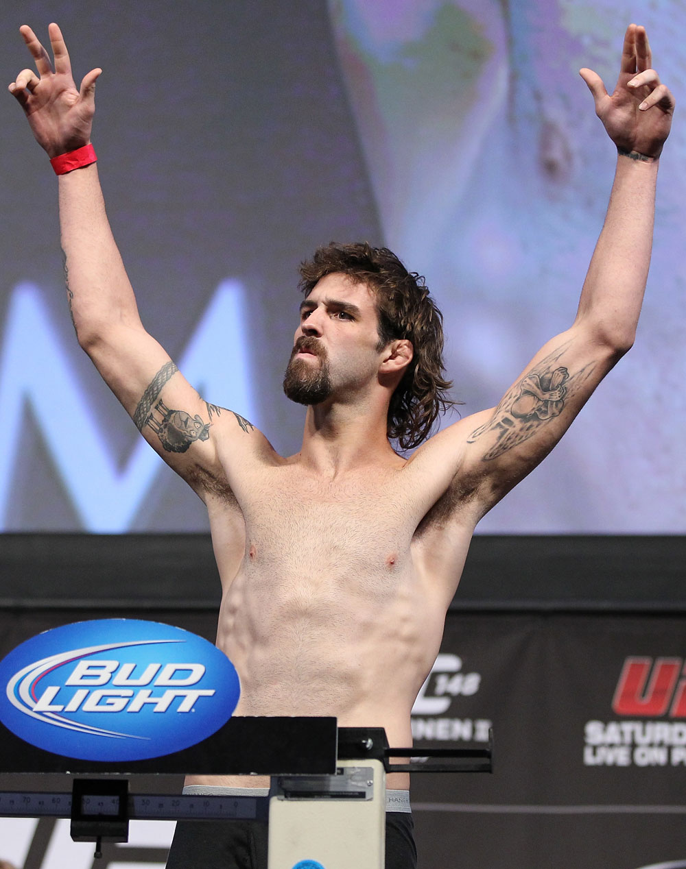 LAS VEGAS, NV - JULY 6: Cody McKenzie makes weight during the UFC 148 Weigh In at the Mandalay Bay Events Center on July 6, 2012 in Las Vegas, Nevada. (Photo by Josh Hedges/Zuffa LLC/Zuffa LLC via Getty Images)