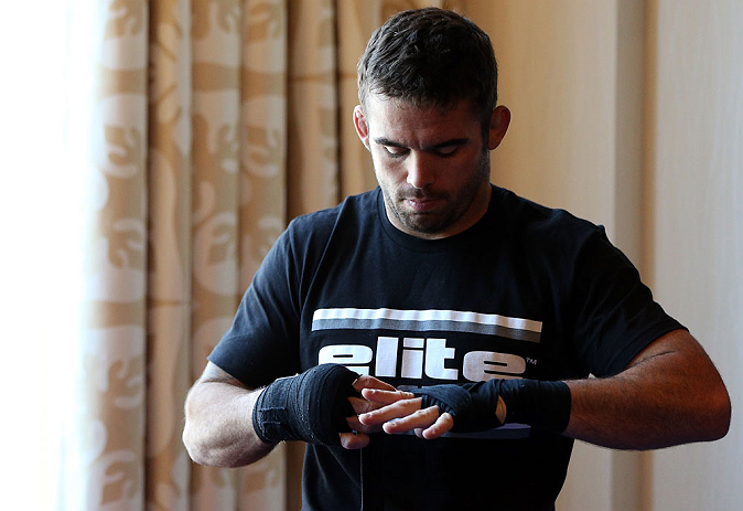 LOS ANGELES - AUGUST 01:  Jamie Varner works out for the media during the UFC on FOX open workouts at the J.W. Marriott on August 1, 2012 in Los Angeles, California. (Photo by Josh Hedges/Zuffa LLC/Zuffa LLC via Getty Images)