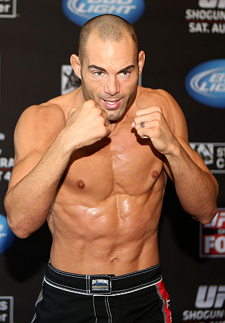 LOS ANGELES - AUGUST 01:  Mike Swick works out for the media during the UFC on FOX open workouts at the J.W. Marriott on August 1, 2012 in Los Angeles, California. (Photo by Josh Hedges/Zuffa LLC/Zuffa LLC via Getty Images)