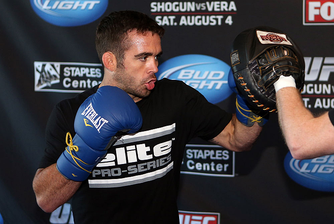 LOS ANGELES - AUGUST 01:  Jamie Varner works out for the media during the UFC on FOX open workouts at the J.W. Marriott on August 1, 2012 in Los Angeles, California. (Photo by Josh Hedges/Zuffa LLC/Zuffa LLC via Getty Images)