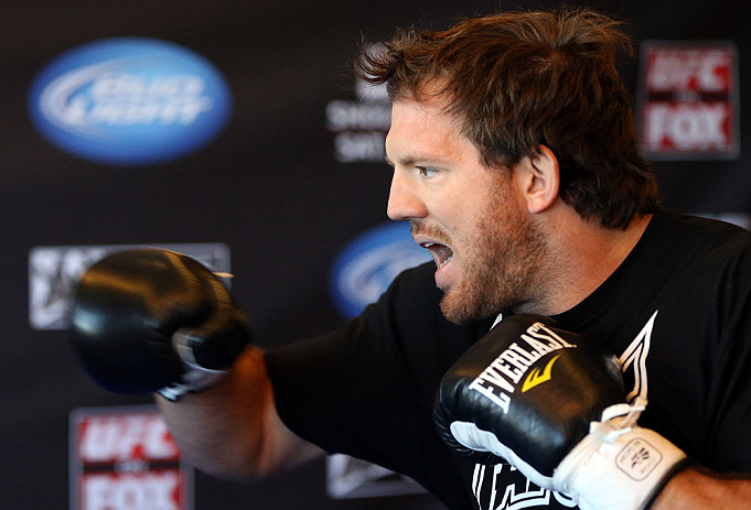 LOS ANGELES - AUGUST 01:  Ryan Bader works out for the media during the UFC on FOX open workouts at the J.W. Marriott on August 1, 2012 in Los Angeles, California. (Photo by Josh Hedges/Zuffa LLC/Zuffa LLC via Getty Images)