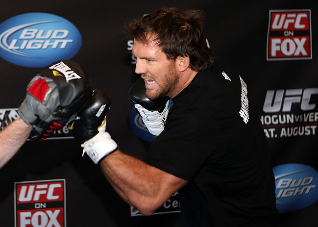 LOS ANGELES - AUGUST 01:  Ryan Bader works out for the media during the UFC on FOX open workouts at the J.W. Marriott on August 1, 2012 in Los Angeles, California. (Photo by Josh Hedges/Zuffa LLC/Zuffa LLC via Getty Images)