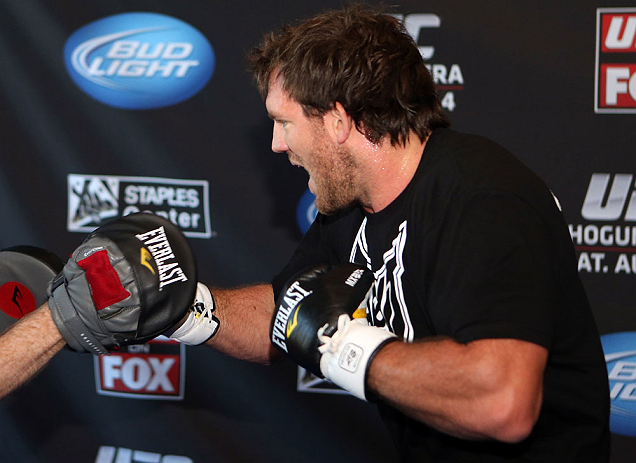 LOS ANGELES - AUGUST 01:  Ryan Bader works out for the media during the UFC on FOX open workouts at the J.W. Marriott on August 1, 2012 in Los Angeles, California. (Photo by Josh Hedges/Zuffa LLC/Zuffa LLC via Getty Images)