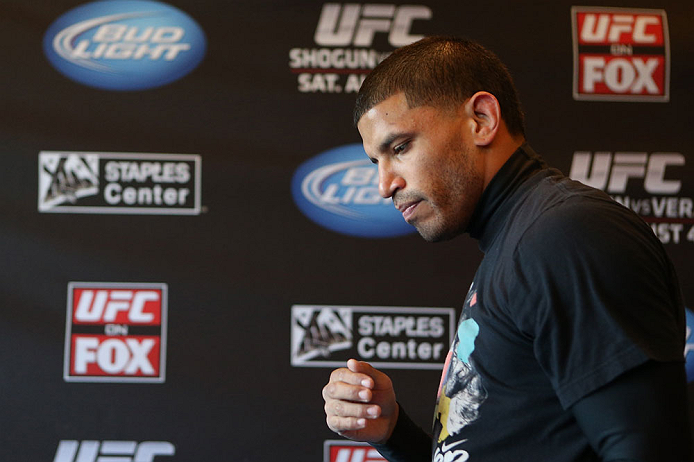 LOS ANGELES - AUGUST 01:  DaMarques Johnson works out for the media during the UFC on FOX open workouts at the J.W. Marriott on August 1, 2012 in Los Angeles, California. (Photo by Josh Hedges/Zuffa LLC/Zuffa LLC via Getty Images)