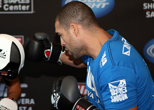LOS ANGELES - AUGUST 01:  Mauricio "Shogun" Rua works out for the media during the UFC on FOX open workouts at the J.W. Marriott on August 1, 2012 in Los Angeles, California. (Photo by Josh Hedges/Zuffa LLC/Zuffa LLC via Getty Images)