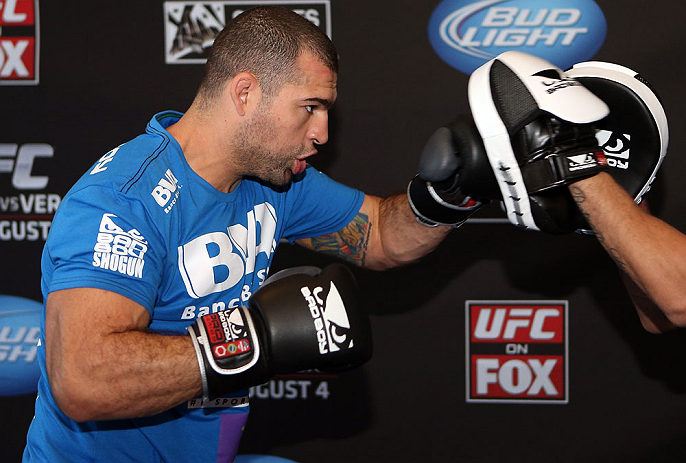 LOS ANGELES - AUGUST 01:  Mauricio "Shogun" Rua works out for the media during the UFC on FOX open workouts at the J.W. Marriott on August 1, 2012 in Los Angeles, California. (Photo by Josh Hedges/Zuffa LLC/Zuffa LLC via Getty Images)