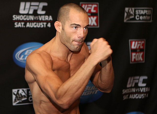 LOS ANGELES - AUGUST 01:  Mike Swick works out for the media during the UFC on FOX open workouts at the J.W. Marriott on August 1, 2012 in Los Angeles, California. (Photo by Josh Hedges/Zuffa LLC/Zuffa LLC via Getty Images)