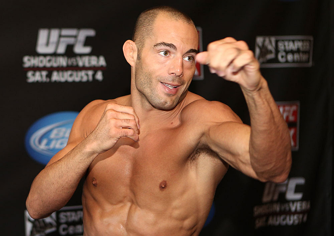 LOS ANGELES - AUGUST 01:  Mike Swick works out for the media during the UFC on FOX open workouts at the J.W. Marriott on August 1, 2012 in Los Angeles, California. (Photo by Josh Hedges/Zuffa LLC/Zuffa LLC via Getty Images)