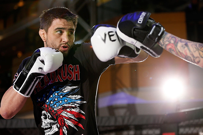 MONTREAL, QC - MARCH 13: Carlos Condit conducts an open training session for fans and media ahead of his UFC 158 bout at Complexe Desjardins on March 13, 2013 in Montreal, Quebec, Canada. (Photo by Josh Hedges/Zuffa LLC/Zuffa LLC via Getty Images)