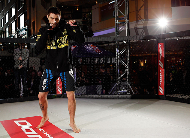 MONTREAL, QC - MARCH 13: Carlos Condit conducts an open training session for fans and media ahead of his UFC 158 bout at Complexe Desjardins on March 13, 2013 in Montreal, Quebec, Canada. (Photo by Josh Hedges/Zuffa LLC/Zuffa LLC via Getty Images)