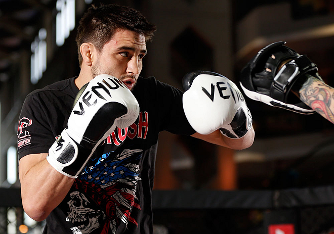 MONTREAL, QC - MARCH 13: Carlos Condit conducts an open training session for fans and media ahead of his UFC 158 bout at Complexe Desjardins on March 13, 2013 in Montreal, Quebec, Canada. (Photo by Josh Hedges/Zuffa LLC/Zuffa LLC via Getty Images)