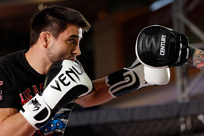 MONTREAL, QC - MARCH 13: Carlos Condit conducts an open training session for fans and media ahead of his UFC 158 bout at Complexe Desjardins on March 13, 2013 in Montreal, Quebec, Canada. (Photo by Josh Hedges/Zuffa LLC/Zuffa LLC via Getty Images)