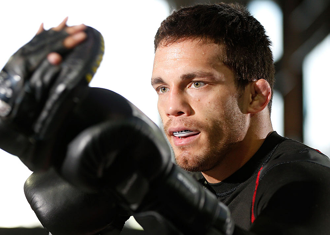 MONTREAL, QC - MARCH 13: Jake Ellenberger conducts an open training session for fans and media ahead of his UFC 158 bout at Complexe Desjardins on March 13, 2013 in Montreal, Quebec, Canada. (Photo by Josh Hedges/Zuffa LLC/Zuffa LLC via Getty Images)
