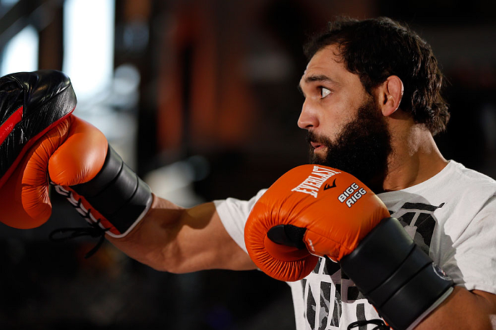 MONTREAL, QC - MARCH 13: Johny Hendricks conducts an open training session for fans and media ahead of his UFC 158 bout at Complexe Desjardins on March 13, 2013 in Montreal, Quebec, Canada. (Photo by Josh Hedges/Zuffa LLC/Zuffa LLC via Getty Images)