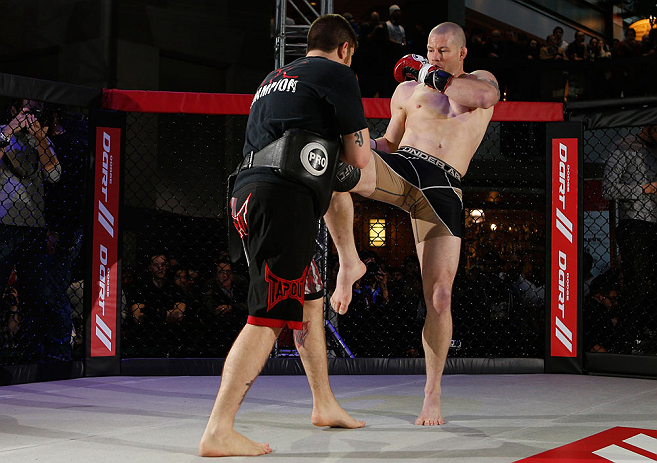 MONTREAL, QC - MARCH 13: Nate Marquardt (R) conducts an open training session for fans and media ahead of his UFC 158 bout at Complexe Desjardins on March 13, 2013 in Montreal, Quebec, Canada. (Photo by Josh Hedges/Zuffa LLC/Zuffa LLC via Getty Images)