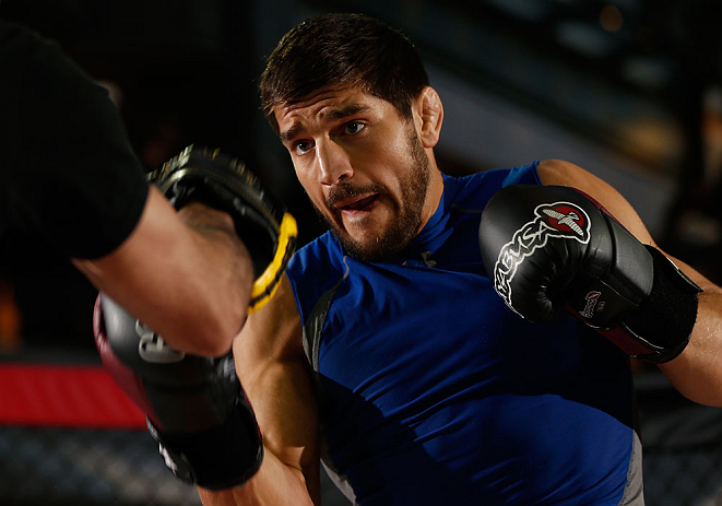 MONTREAL, QC - MARCH 13: Patrick Cote conducts an open training session for fans and media ahead of his UFC 158 bout at Complexe Desjardins on March 13, 2013 in Montreal, Quebec, Canada. (Photo by Josh Hedges/Zuffa LLC/Zuffa LLC via Getty Images)