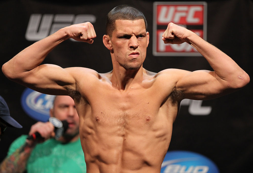 EAST RUTHERFORD, NJ - MAY 04: Nate Diaz weighs in during the UFC on FOX official weigh in at Izod Center on May 4, 2012 in East Rutherford, New Jersey. (Photo by Josh Hedges/Zuffa LLC/Zuffa LLC via Getty Images)