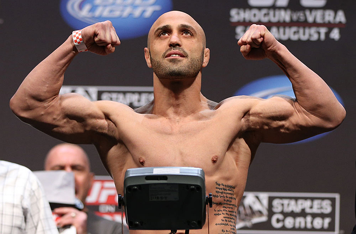 LOS ANGELES - AUGUST 03: Manny Gamburyan makes weight during the UFC on FOX weigh in at Staples Center on August 3, 2012 in Los Angeles, California. (Photo by Josh Hedges/Zuffa LLC/Zuffa LLC via Getty Images)