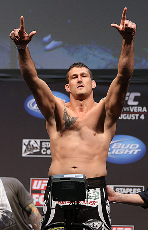 LOS ANGELES - AUGUST 03: Phil De Fries makes weight during the UFC on FOX weigh in at Staples Center on August 3, 2012 in Los Angeles, California. (Photo by Josh Hedges/Zuffa LLC/Zuffa LLC via Getty Images)