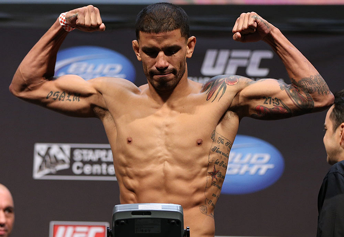 LOS ANGELES - AUGUST 03: DaMarques Johnson makes weight during the UFC on FOX weigh in at Staples Center on August 3, 2012 in Los Angeles, California. (Photo by Josh Hedges/Zuffa LLC/Zuffa LLC via Getty Images)