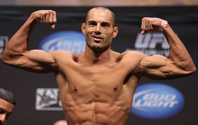 LOS ANGELES - AUGUST 03: Mike Swick makes weight during the UFC on FOX weigh in at Staples Center on August 3, 2012 in Los Angeles, California. (Photo by Josh Hedges/Zuffa LLC/Zuffa LLC via Getty Images)