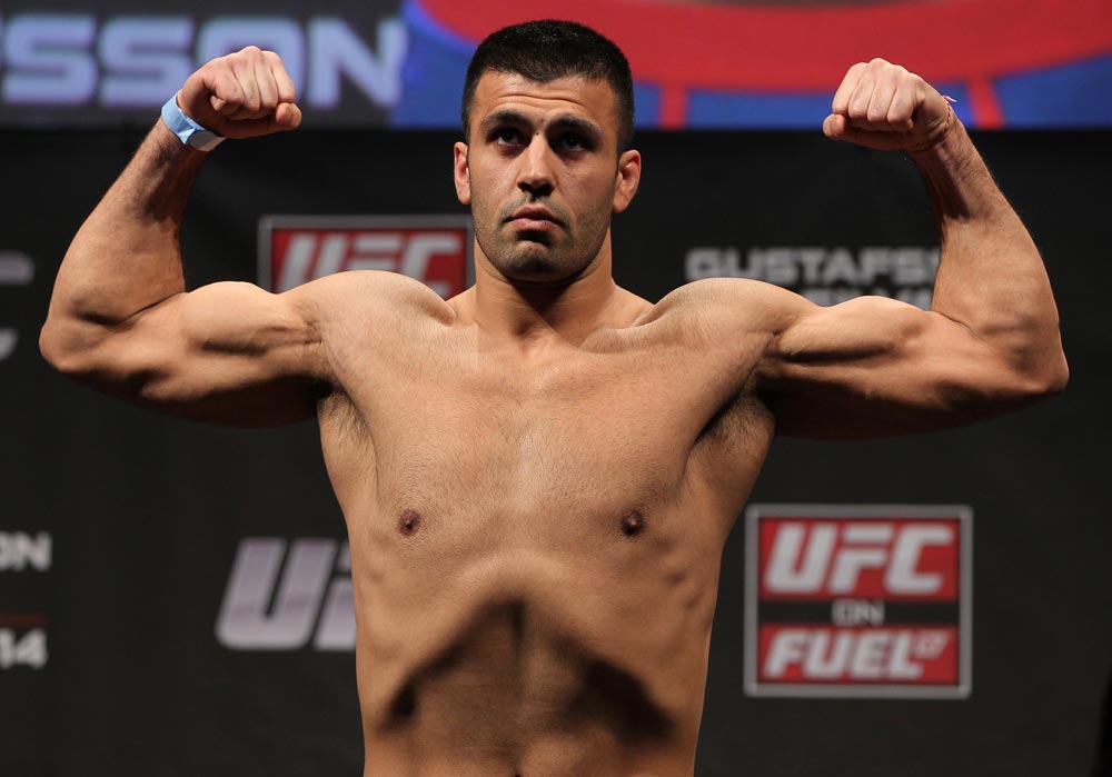 STOCKHOLM, SWEDEN - APRIL 13:  Besam Yousef of Sweden weighs in during the official UFC on Fuel TV weigh in event at Ericsson Globe on April 13, 2012 in Stockholm, Sweden.  (Photo by Josh Hedges/Zuffa LLC/Zuffa LLC via Getty Images)
