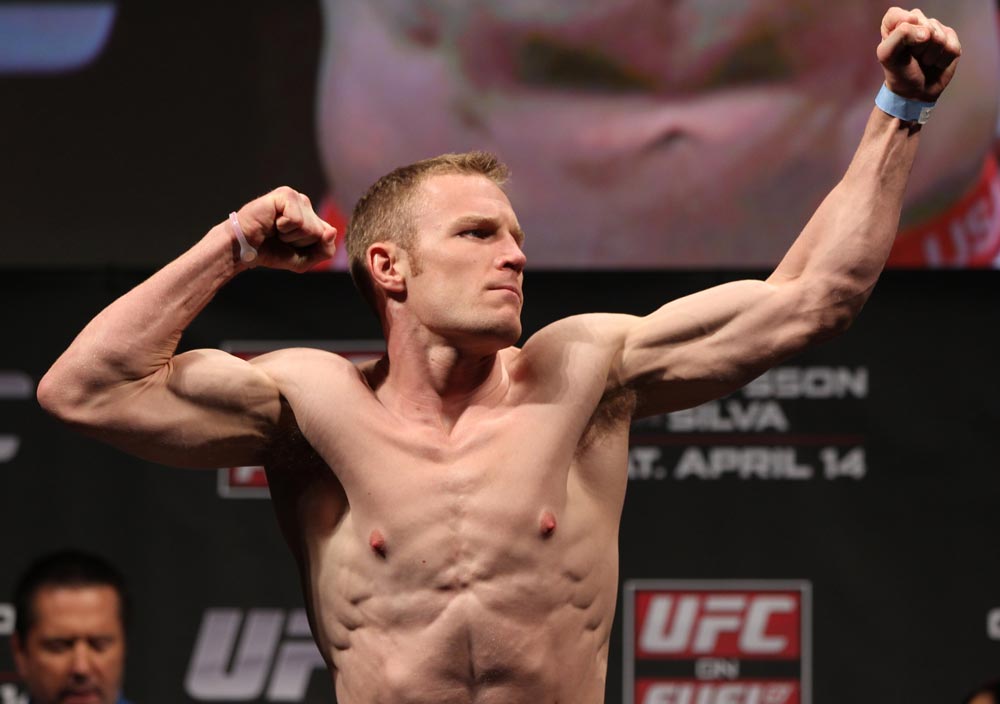 STOCKHOLM, SWEDEN - APRIL 13: James Head weighs in during the official UFC on Fuel TV weigh in event at Ericsson Globe on April 13, 2012 in Stockholm, Sweden. (Photo by Josh Hedges/Zuffa LLC/Zuffa LLC via Getty Images)