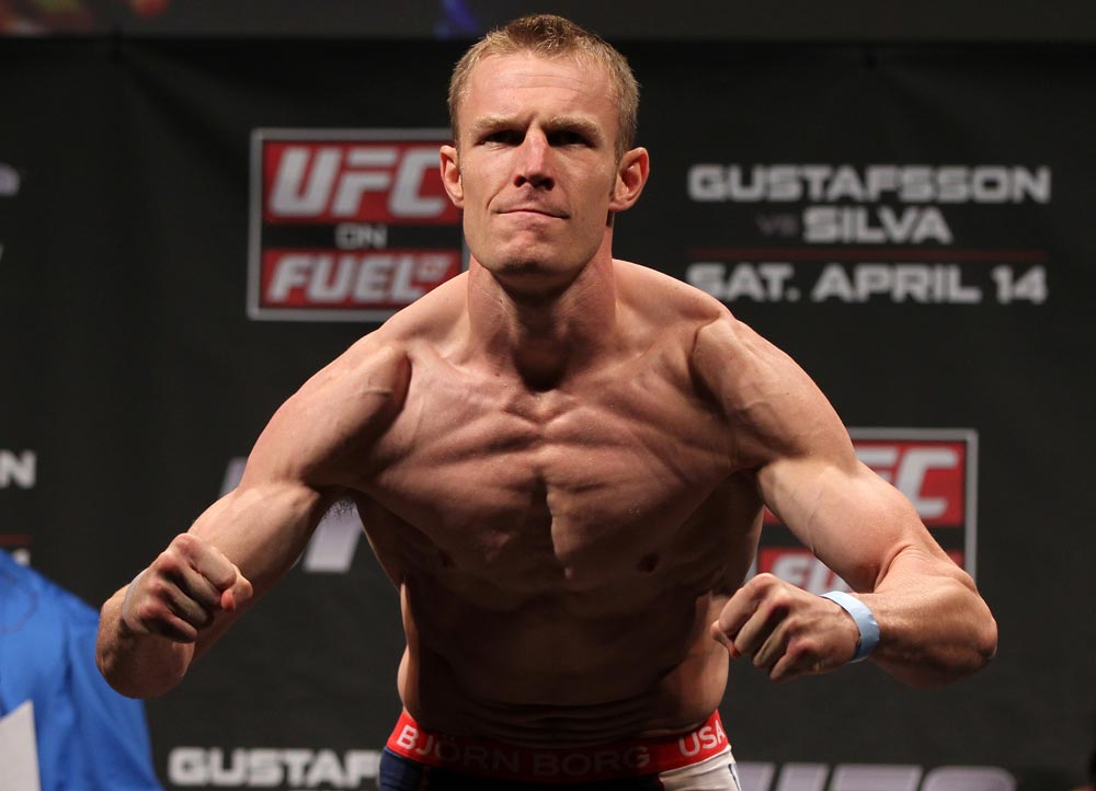 STOCKHOLM, SWEDEN - APRIL 13: James Head weighs in during the official UFC on Fuel TV weigh in event at Ericsson Globe on April 13, 2012 in Stockholm, Sweden. (Photo by Josh Hedges/Zuffa LLC/Zuffa LLC via Getty Images)