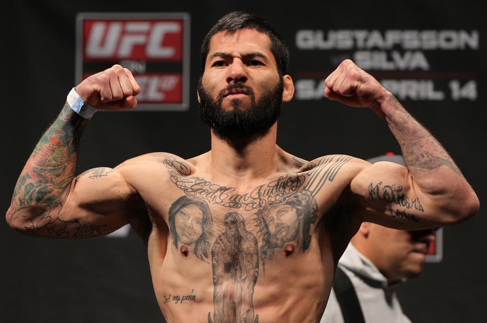 STOCKHOLM, SWEDEN - APRIL 13: Damacio Page weighs in during the official UFC on Fuel TV weigh in event at Ericsson Globe on April 13, 2012 in Stockholm, Sweden. (Photo by Josh Hedges/Zuffa LLC/Zuffa LLC via Getty Images)