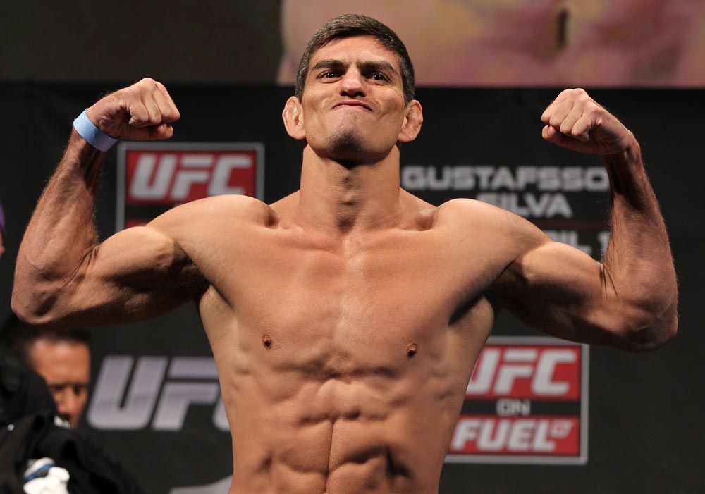 STOCKHOLM, SWEDEN - APRIL 13: Paulo Thiago of Brazil weighs in during the official UFC on Fuel TV weigh in event at Ericsson Globe on April 13, 2012 in Stockholm, Sweden. (Photo by Josh Hedges/Zuffa LLC/Zuffa LLC via Getty Images)