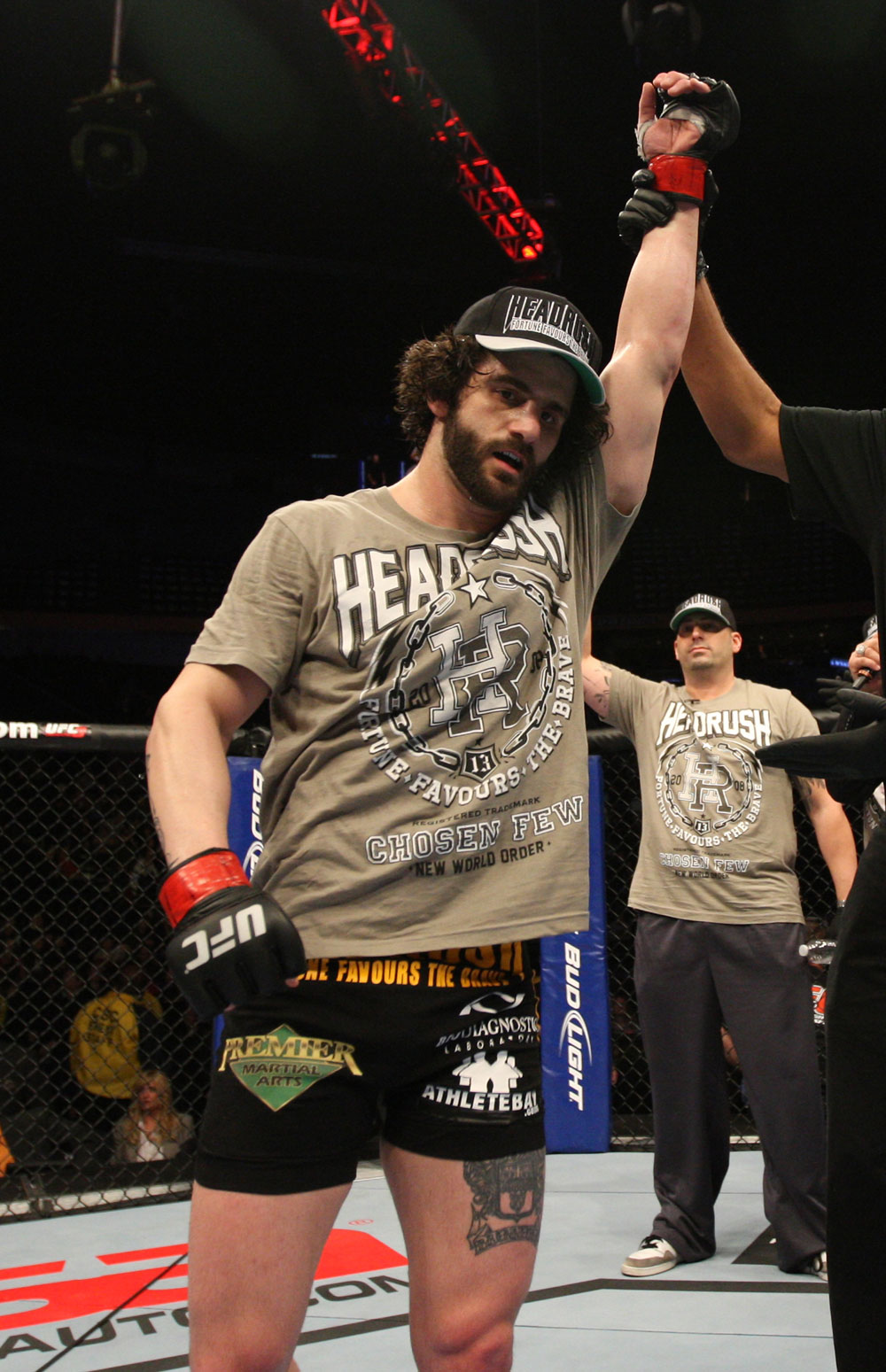 NASHVILLE, TN - JANUARY 20:  Charlie Brenneman reacts after defeating Daniel Roberts during the UFC on FX event at Bridgestone Arena on January 20, 2012 in Nashville, Tennessee.  (Photo by Josh Hedges/Zuffa LLC/Zuffa LLC via Getty Images)