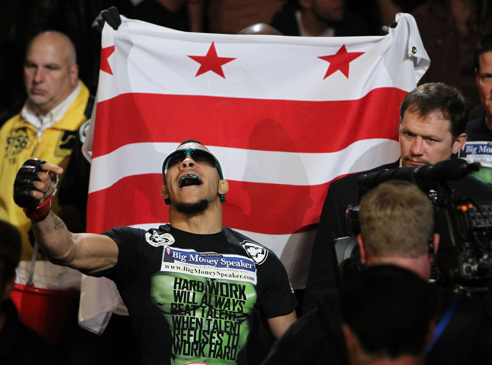 NASHVILLE, TN - JANUARY 20:  Mike Easton enters the arena before his bout against Jared Papazian during the UFC on FX event at Bridgestone Arena on January 20, 2012 in Nashville, Tennessee.  (Photo by Josh Hedges/Zuffa LLC/Zuffa LLC via Getty Images)