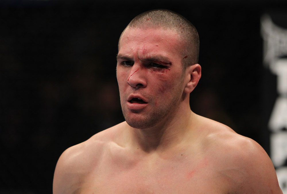 NASHVILLE, TN - JANUARY 20:  Josh Neer reacts after defeating Duane Ludwig by submission during the UFC on FX event at Bridgestone Arena on January 20, 2012 in Nashville, Tennessee.  (Photo by Josh Hedges/Zuffa LLC/Zuffa LLC via Getty Images)