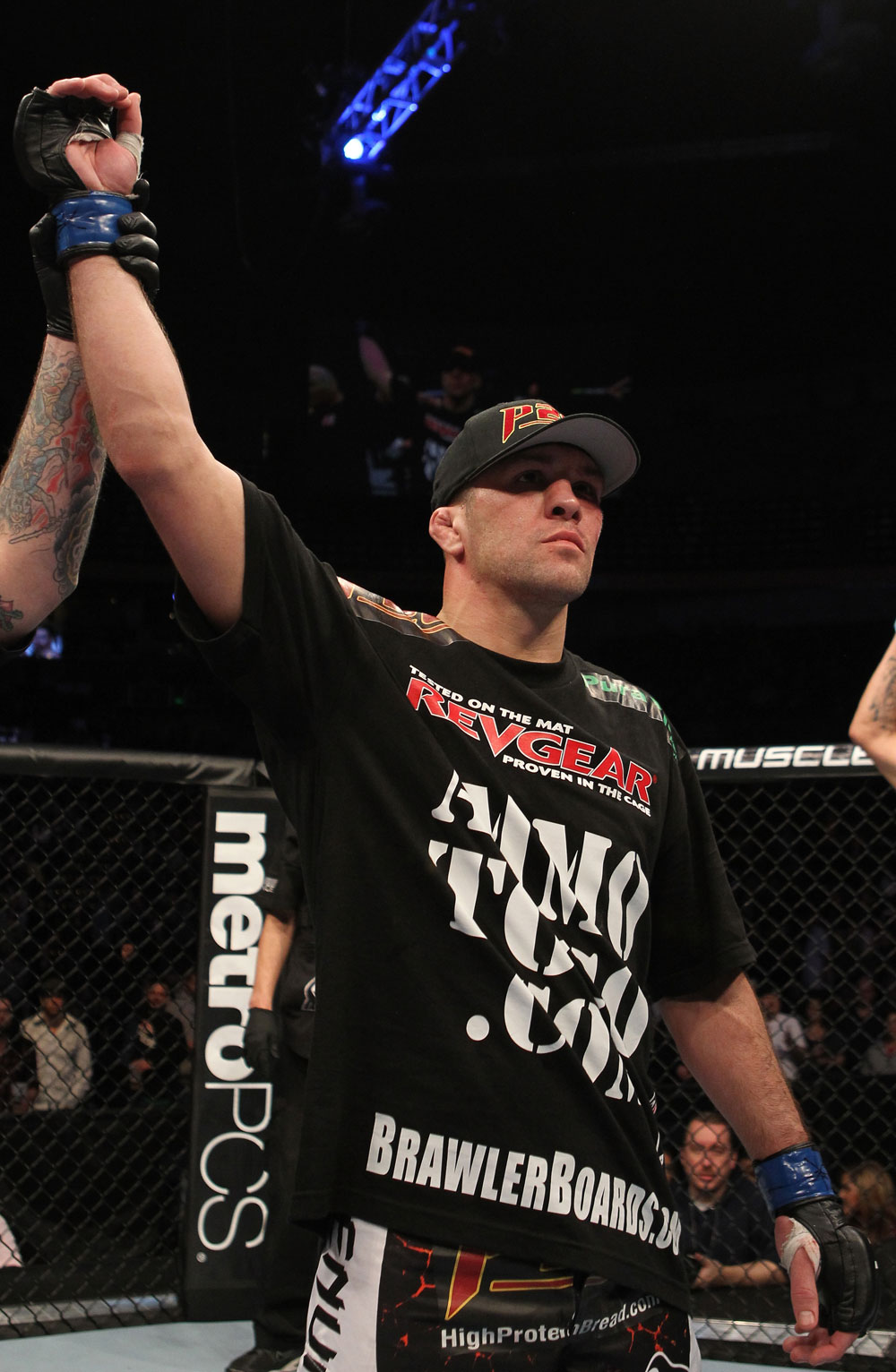 NASHVILLE, TN - JANUARY 20:  Josh Neer reacts after defeating Duane Ludwig by submission during the UFC on FX event at Bridgestone Arena on January 20, 2012 in Nashville, Tennessee.  (Photo by Josh Hedges/Zuffa LLC/Zuffa LLC via Getty Images)